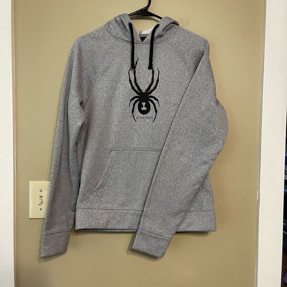 Spyder Other - Spyder Mens Grey Black Puff Print Spider Anakyn Pullover Hoodie Sweatshirt Small